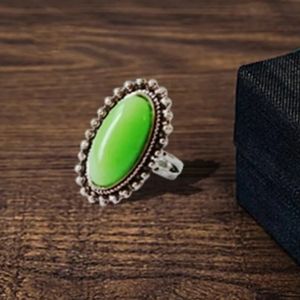 Silver Emerald Ring size 10